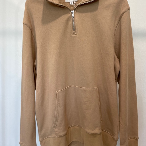 Men’s 1/4 Zipper Pullover Sweater Large Tan Front Pocket Collar Sweatshirt New - Picture 13 of 13